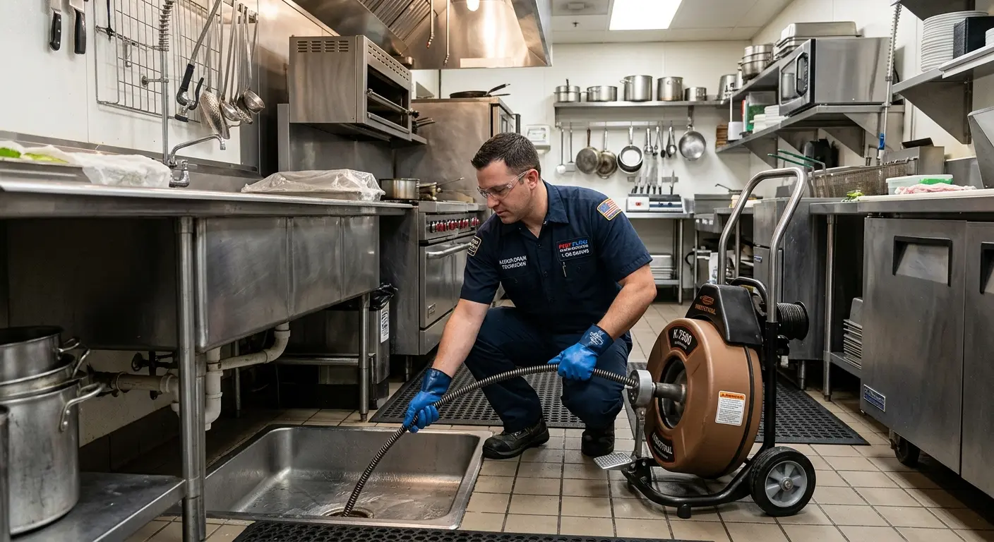 Commercial drain cleaning service in a restaurant kitchen in Elizabethton