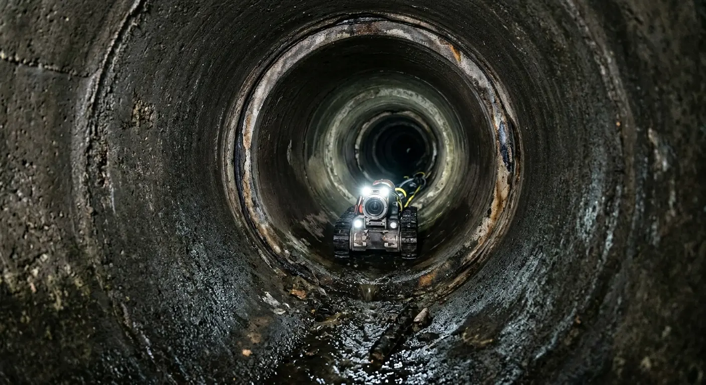 Robotic sewer camera inspecting pipe interior for Drain Snake Service in Elizabethton